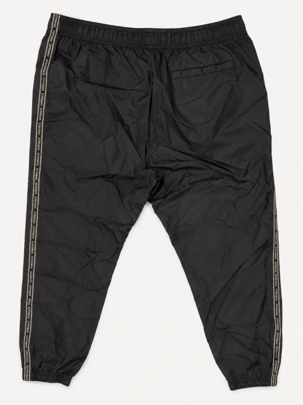Versace 2019 Black Logo Tape Track Pants A85208 Made Italy IT 54 US 38 2XL